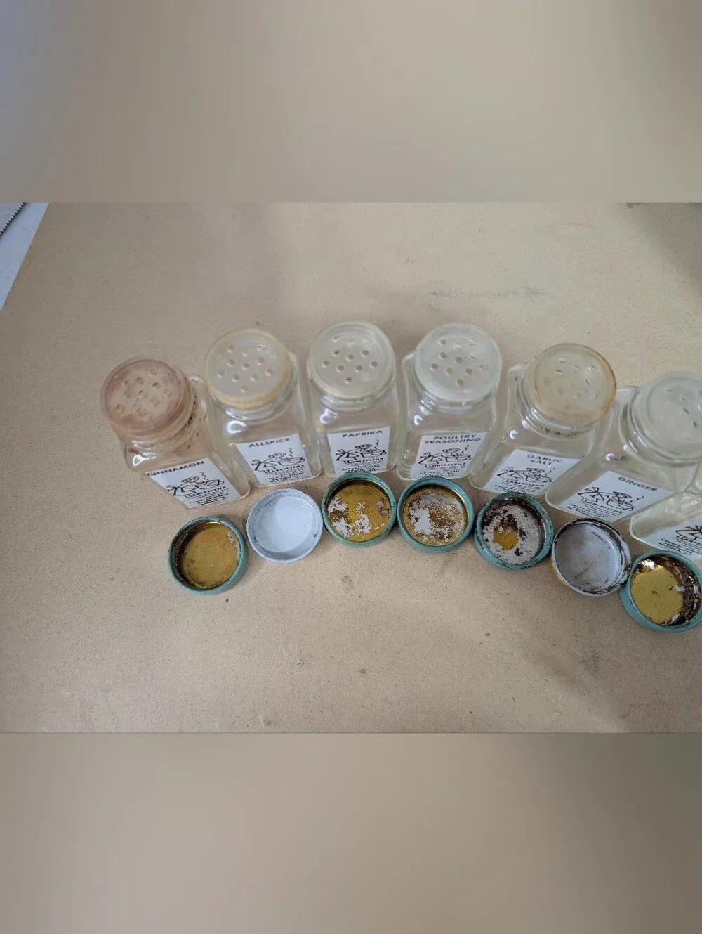 Lot Of 7 Vintage Griffiths Crystal Food Glass Spice Glasses Jars Clear Glass